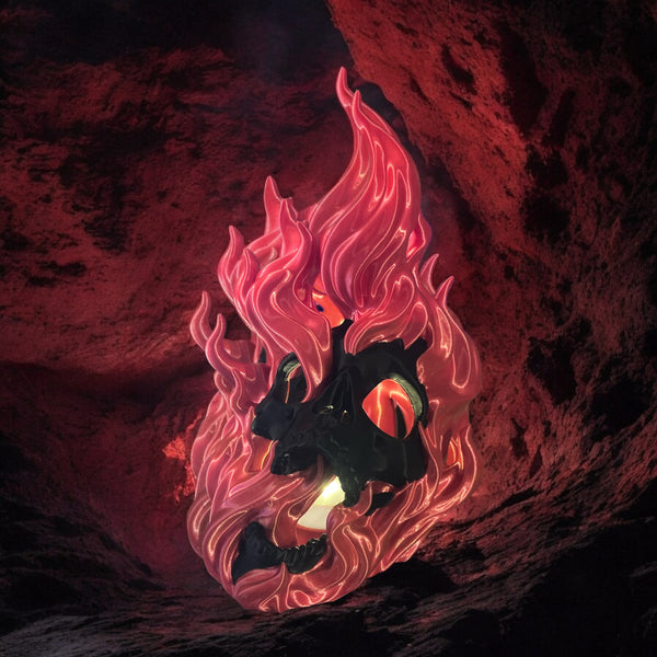 Flaming Skull Tea Light Holder